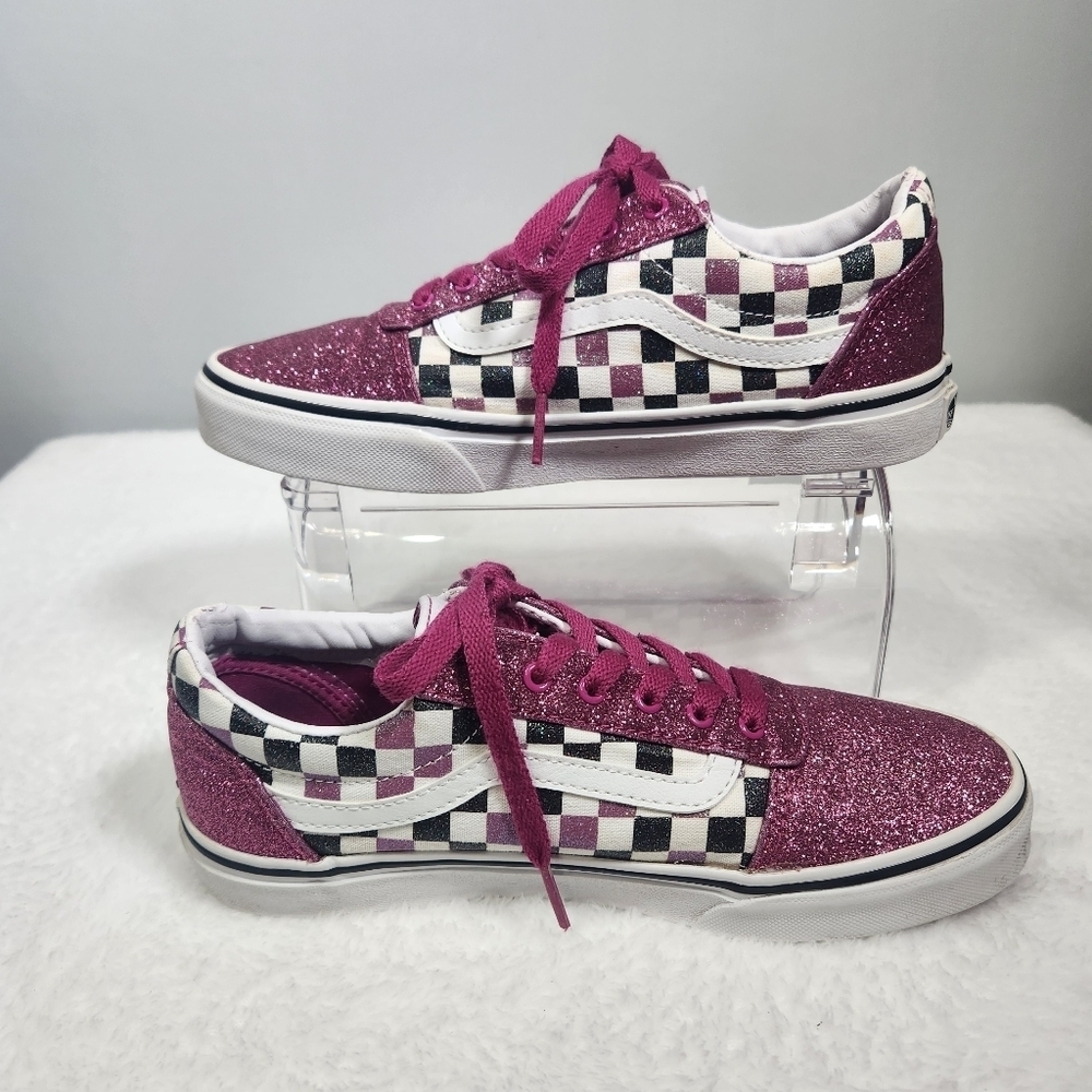 Vans Kids Sneakers - Pink and Black Checkered Size 4.5 - Picture 3 of 10